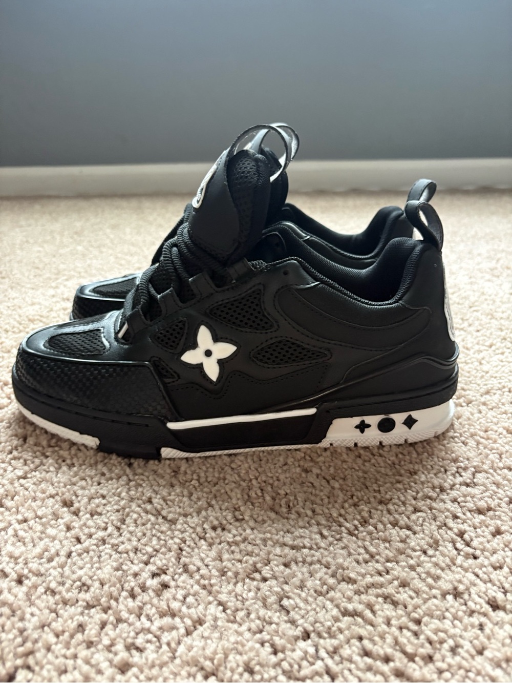 Louis Vuitton Black and White Men's Low-Top Sneakers